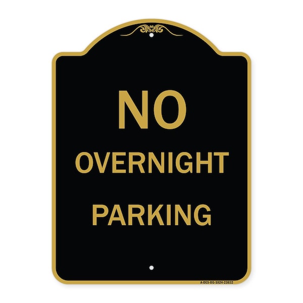 Signmission Designer Series No Overnight Parking, Black & Gold Aluminum Sign, 18" x 24", BG-1824-23832 A-DES-BG-1824-23832 - main
